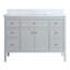 Meuble-lavabo autoportant 48 po gris, bois massif, comptoir en marbre épais de 1 2/5 po et quincaillerie à fermeture en douceur
