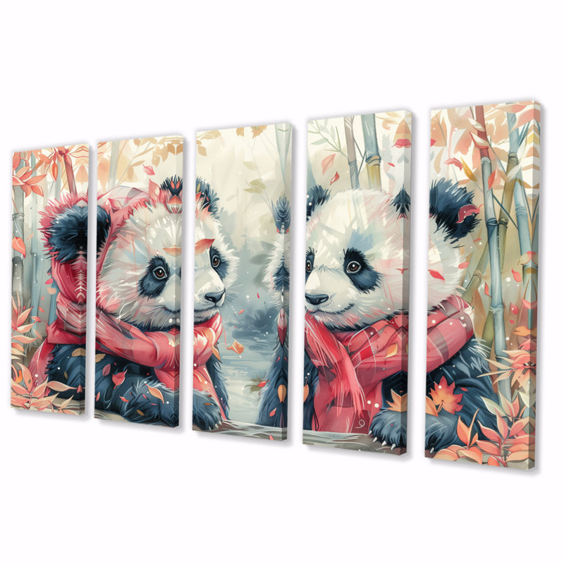 Zac - Ensemble de décoration murale panda, H 28 po x l 60 po
