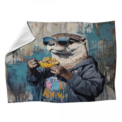 Cool Otter Fleece Throw Blanket - Animal Throws for Sofas or Beds