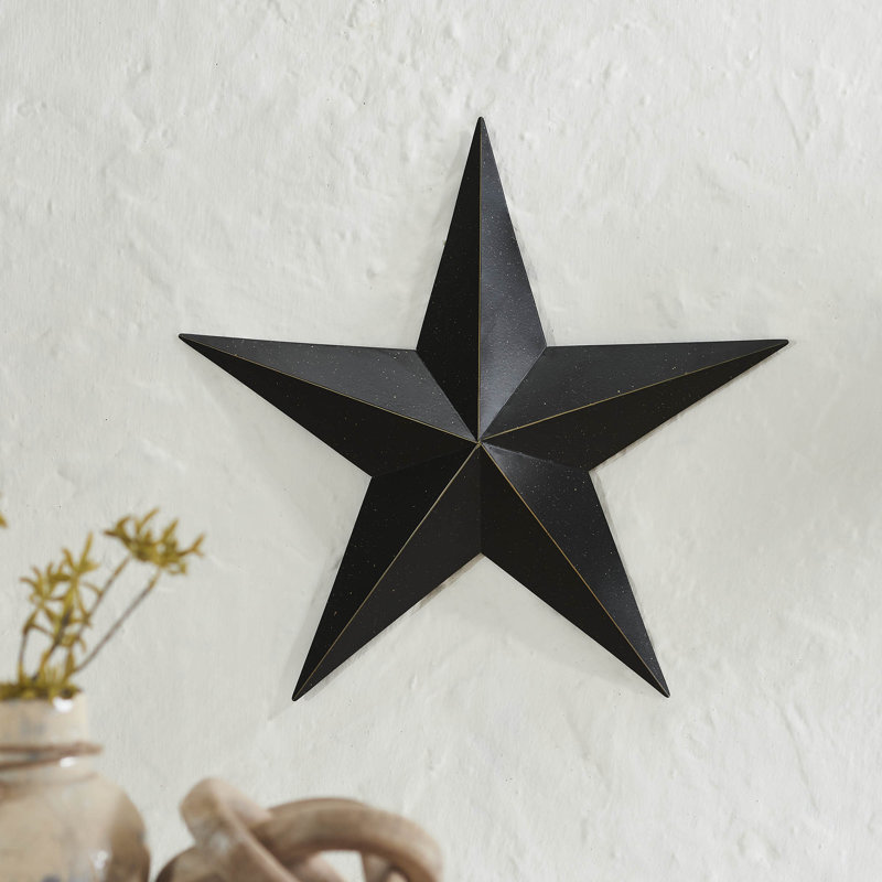 Étoile en métal festive, H 18 po x l 18 po x P 2,25 po, Noir / brun clair