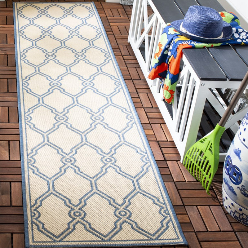 Duren Geometric Hand Woven Indoor / Outdoor Area Rug, Square 201 cm