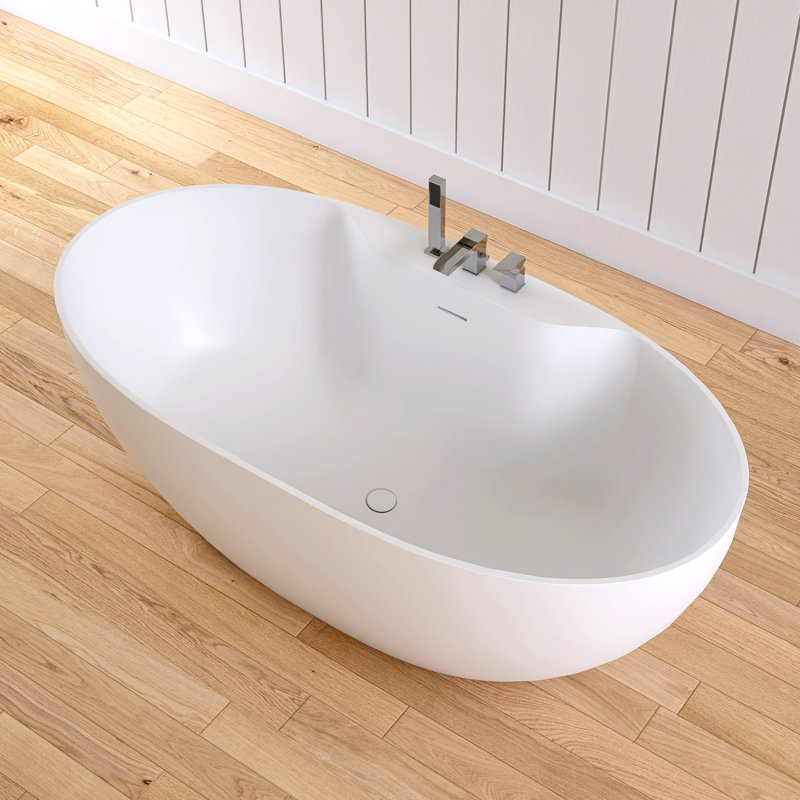 Baignoire de trempage autoportante en résine solide à surface solide en pierre avec robinet Forma