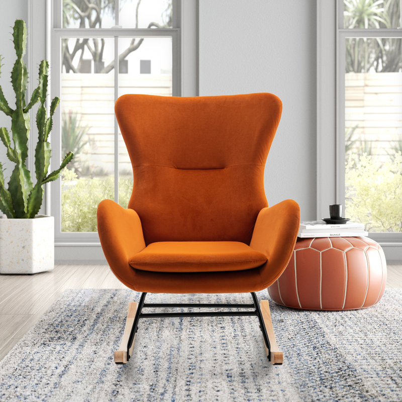 Chaise berçante Edsol, Velours vert