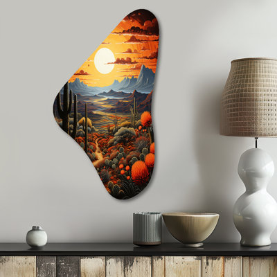 Marynel - Irregular Shape Cactus Metal Wall Decor, Asymmetrical Metal Wall Sculpture Print