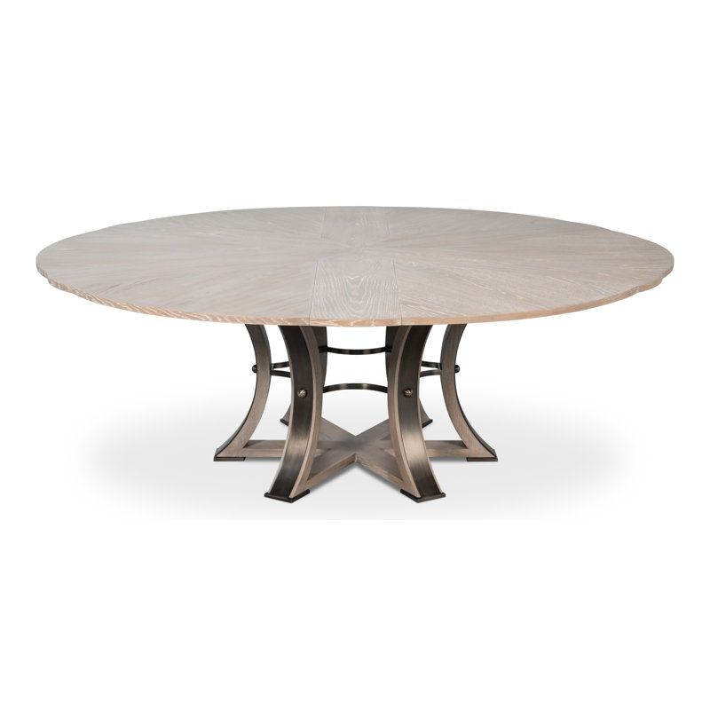 Tower Round Solid Oak Dining Table, Moonskin/Hammered