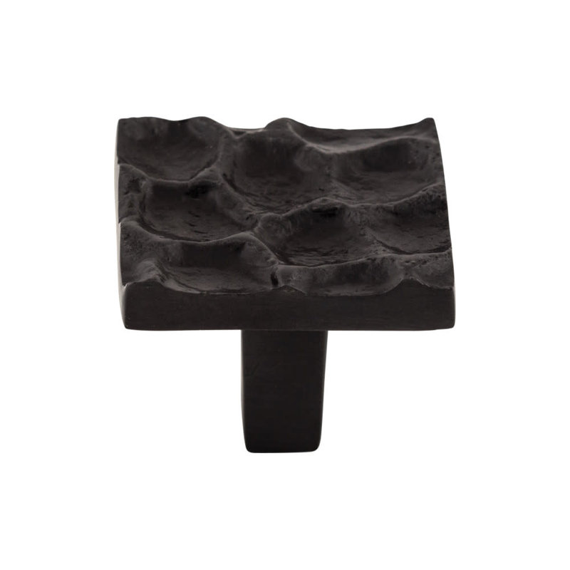 Cobblestone 1 1/8" Length Square Knob, 1 3/8" Length, Coal Black