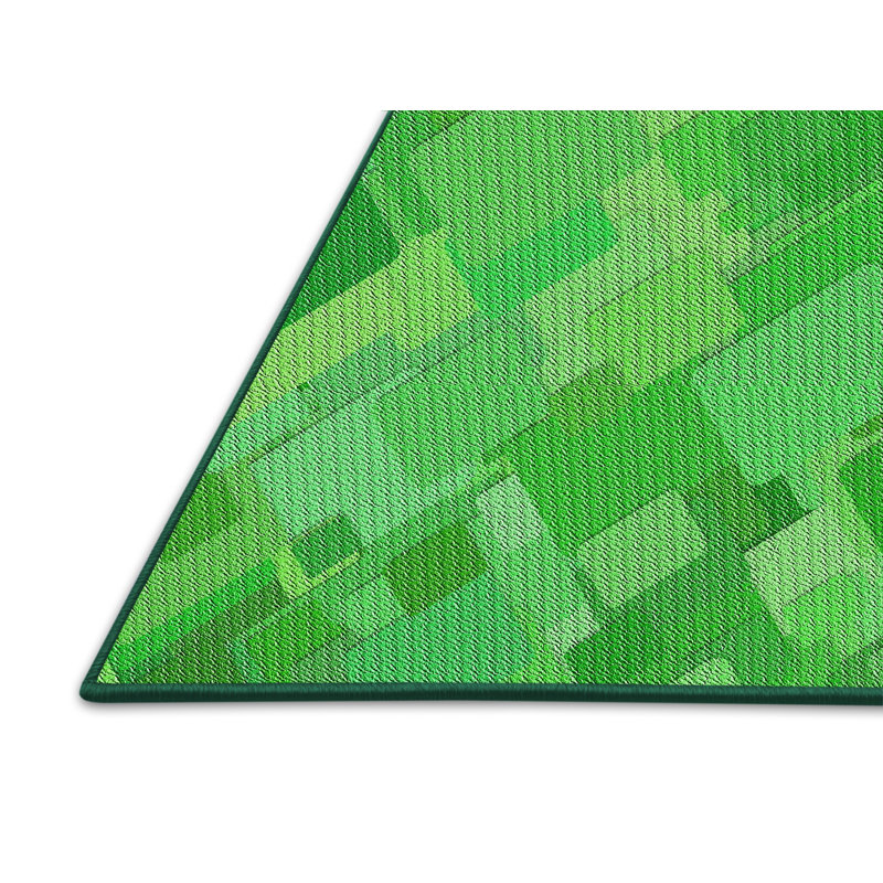 Tapis à motif géométrique vert, Rectangle 8 pi x 10 pi