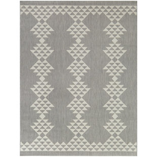 Ajasia Geometric Grey Indoor / Outdoor Area Rug
