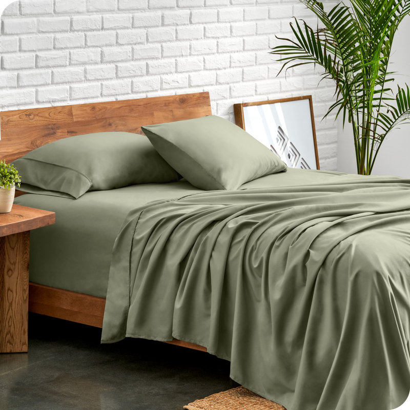Ensemble de 3 valises pour chambre d'amis, Vert sauge, Ensemble de draps pour taille de lit double TG ave