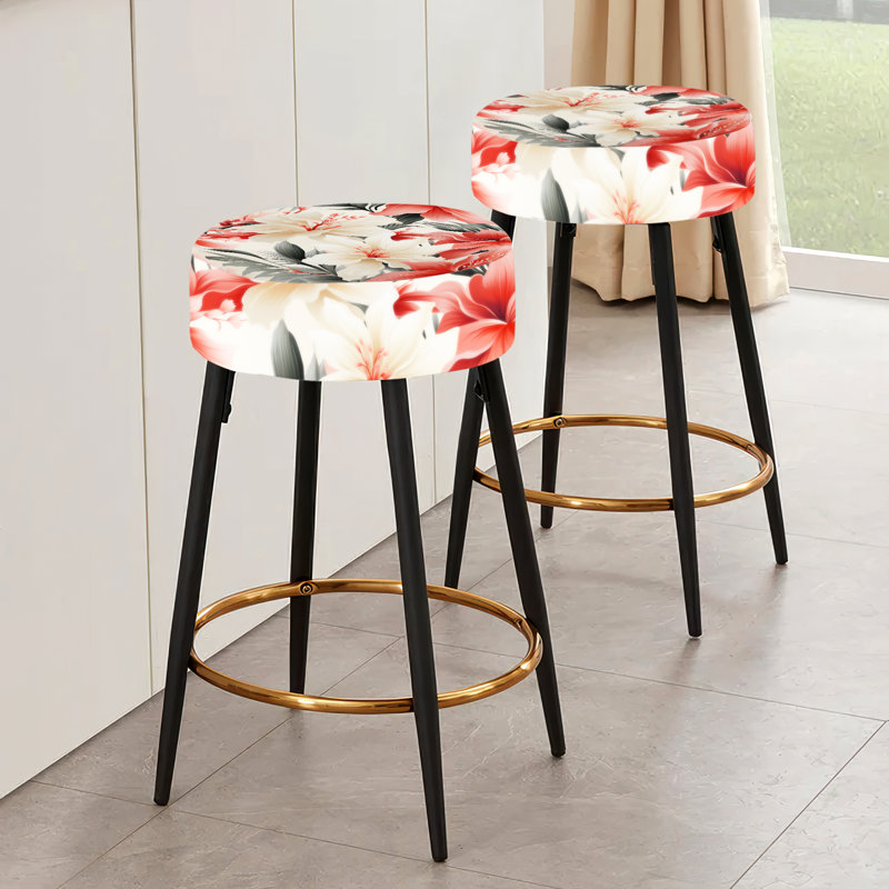 Delicate Neutrals - motif tropical III - ensemble de 2 tabourets de bar tropicaux