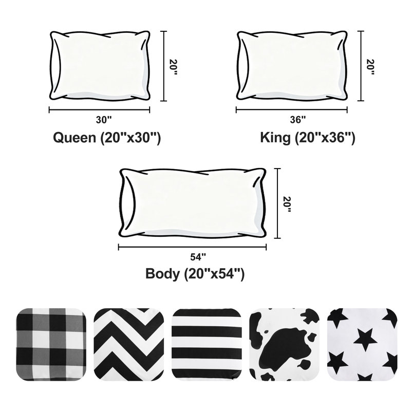 Ensemble de 1 taie d'oreiller pour le corps, housse pour oreiller pour le corps en microfibre brossée et infroissable avec fermeture à enveloppe, 20 po x 54 po (oreiller pour le corps non inclus)