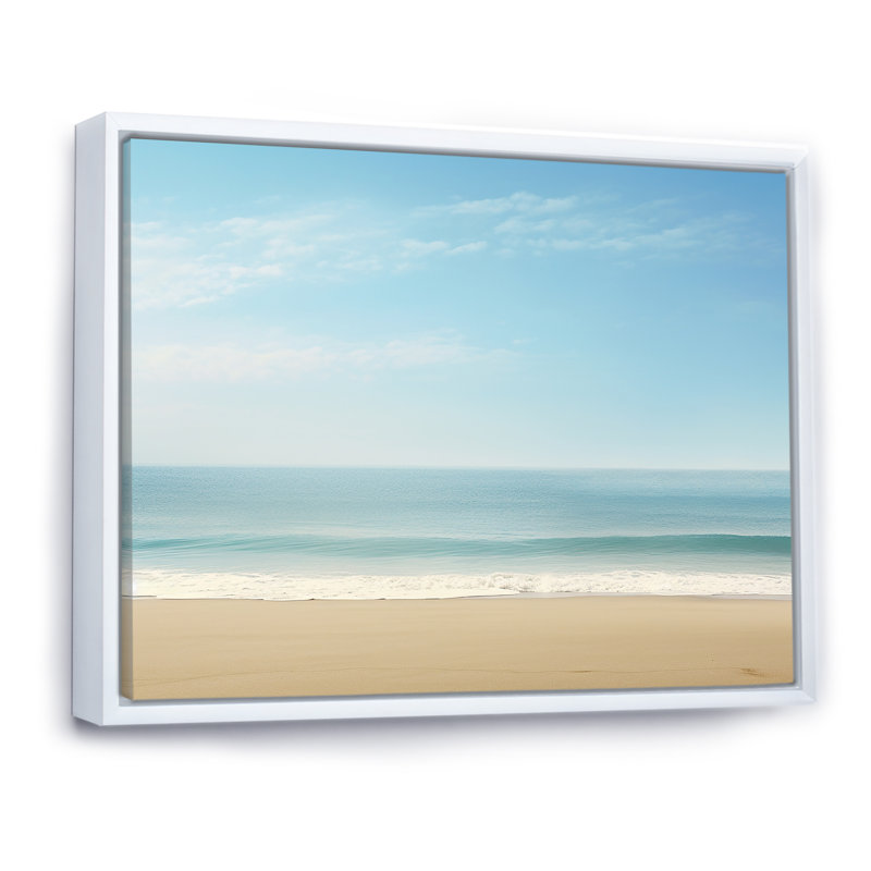 «Coastal Hush Dreaming Beach Sand II», reproduction sur toile, H 24 po x l 32 po x P 1 po, Cadre flottant blanc