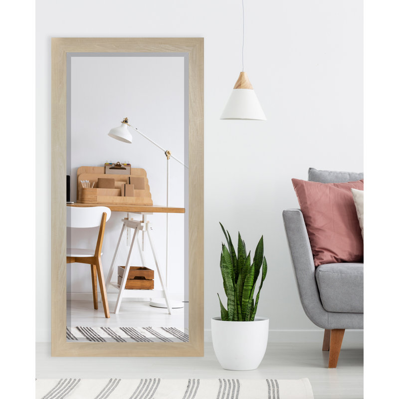 Ungar Wood Flat Wall Mirror, 71" H x 30.5" W x 0.75'' D, Blonde Maple