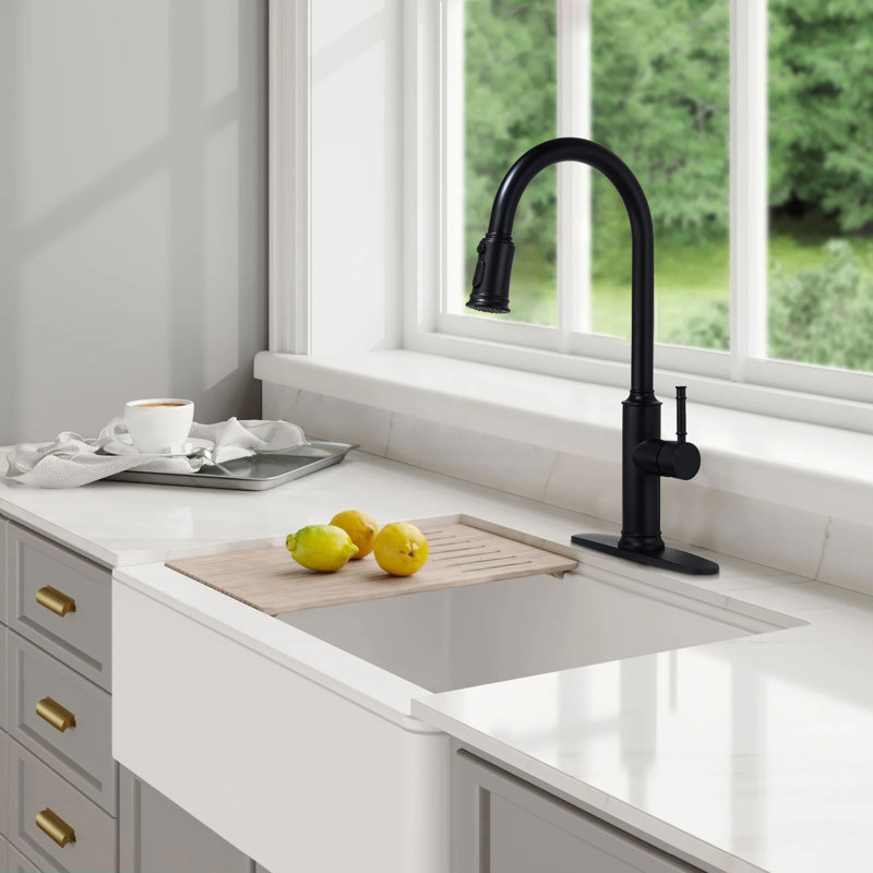 Interbath Pull Down Kitchen Faucet, Matte Black
