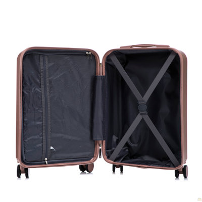 14 "/ 20" 2 pièces / ensemble dans un bagage à roulettes en ABS, avec serrure à combinaison et ouverture avant, étui à cosmétiques 14 "(champagne)