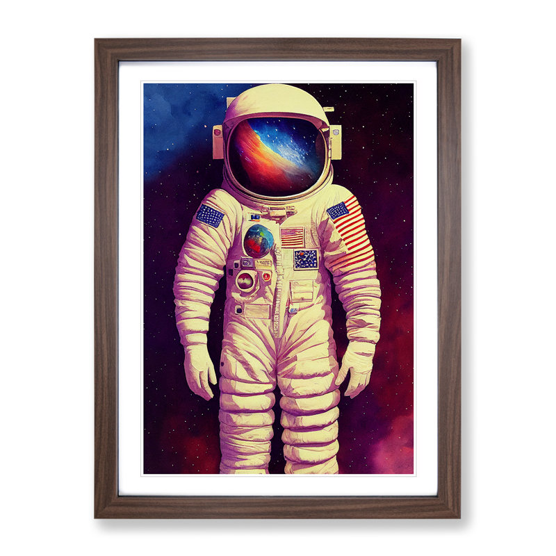 Dreamy Astronaut - Framed Print, 64cm H x 46cm W, Brown