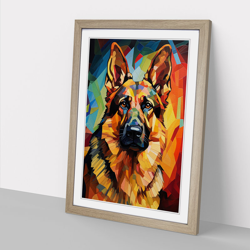 German Shepherd Orphism No.2 - Framed Print, Oak Framed, 34cm H x 25cm W