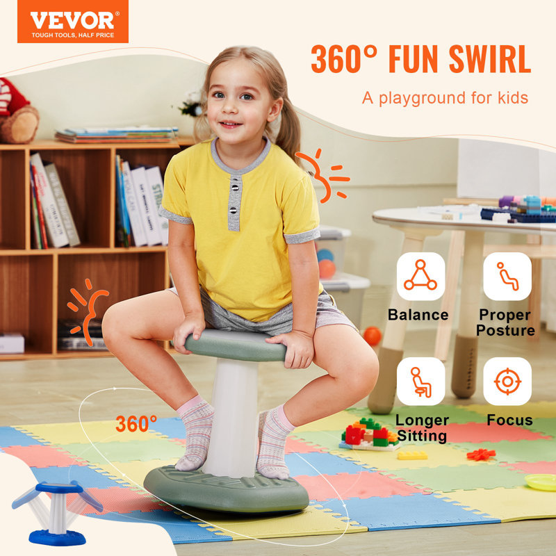 Kids Wobble Chair Active Chair With Sponge Cushion, Wobble Stool Improves Focus, Posture And Calm Children, Ideal For Schools And Preschools, Age 3-7, Green
