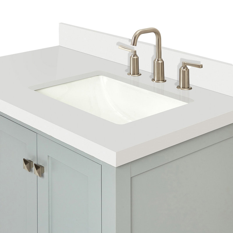 Cambridge 37'' W Single Vanity, Gray, Pure White Quartz