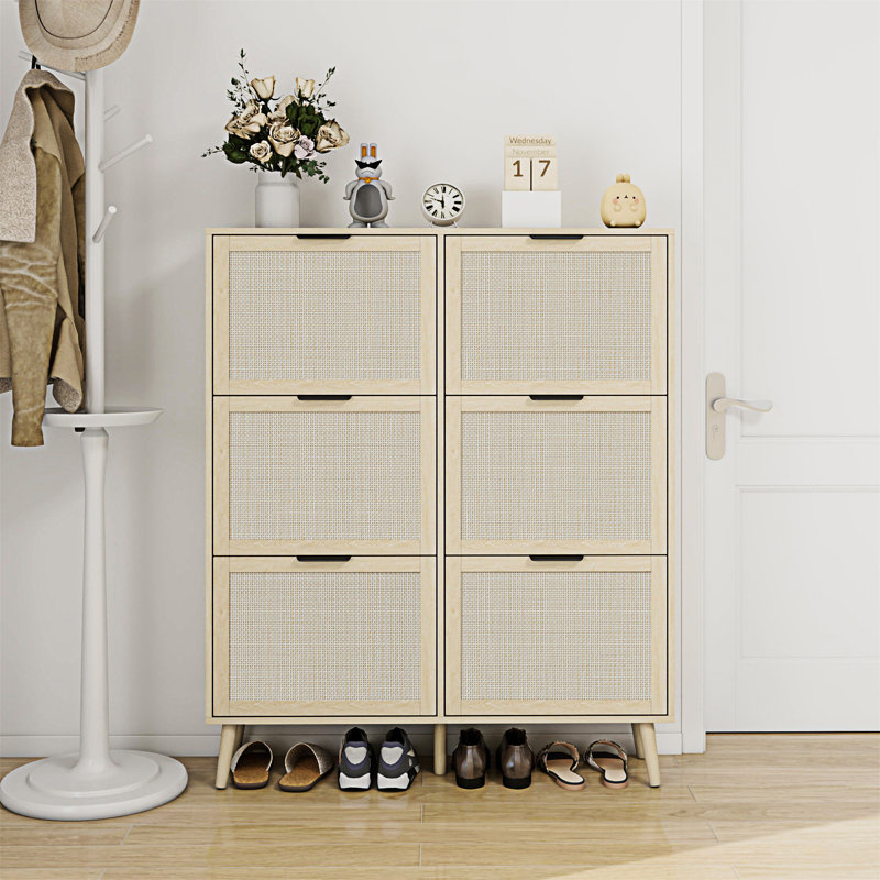 Range-chaussures en rotin 6 portes