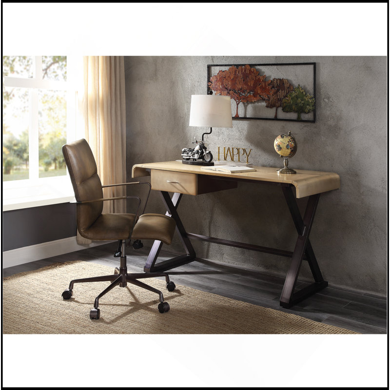 Bureau d'écriture rectangulaire en aluminium doré