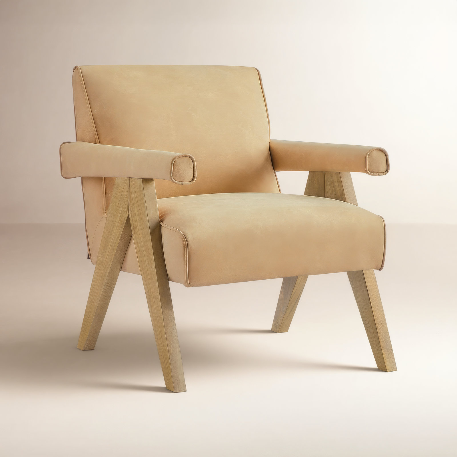 Ophelia Vegan Leather Arm Chair, Desert Sand Vegan Leather