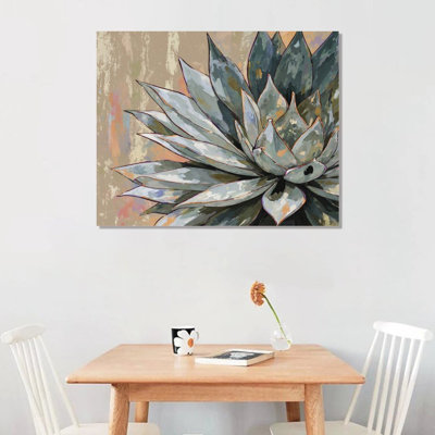 Agave Plant Painting,Built-In Wooden Frame,Desert Themed Wall Art, 16X20