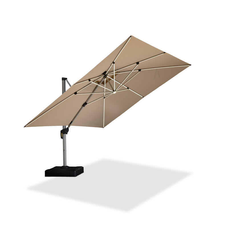 Sadi 3.7m Square Cantilever Parasol With Base, Beige