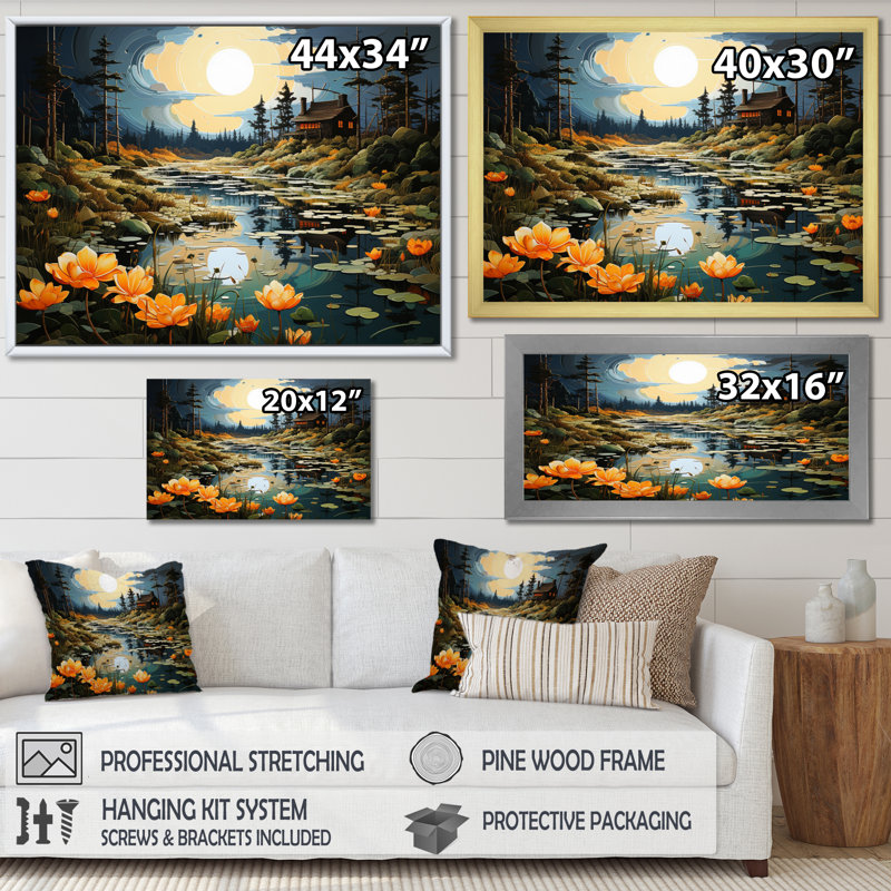 Banasky Barn Of Reflections sur toile, H 12 po x l 20 po x P 1 po, Cadre photo noir