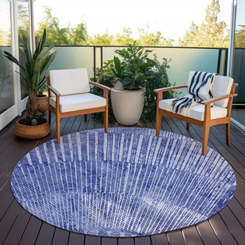 Nikkie Washable Abstract Indoor / Outdoor Rug, Round 8'