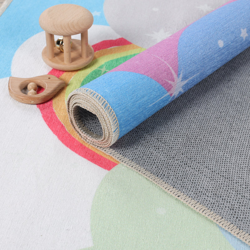 Hasler Unicorn Rainbow 100% Polyester Chenille Printed Flat Woven Indoor Area Rug, Rectangle 2' x 3'