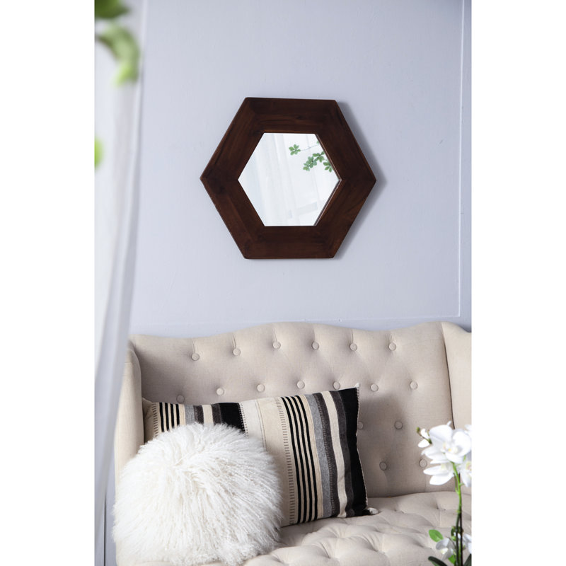 Miroir hexagonal 18,5 po x 18,5 po, Marron foncé