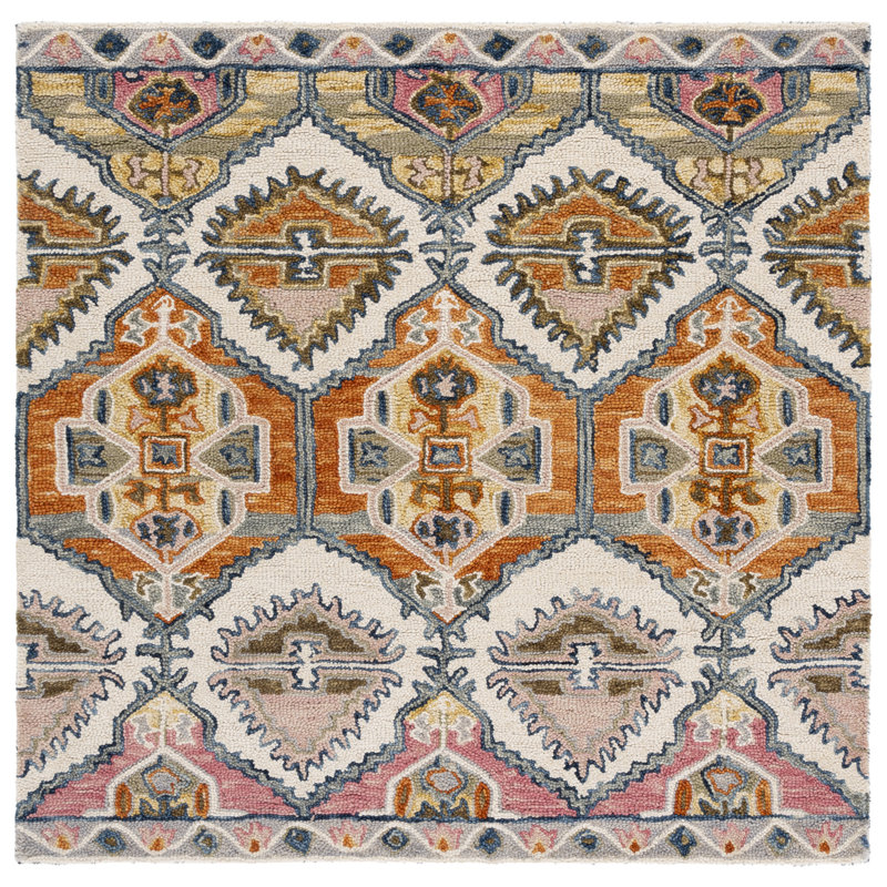 Atreyus Hand Tufted Wool Pile Southwestern Rug, Square 5'