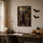 «Witch in Red Dress And Black Cats On Moonlit», art mural sur toile-1786001639
