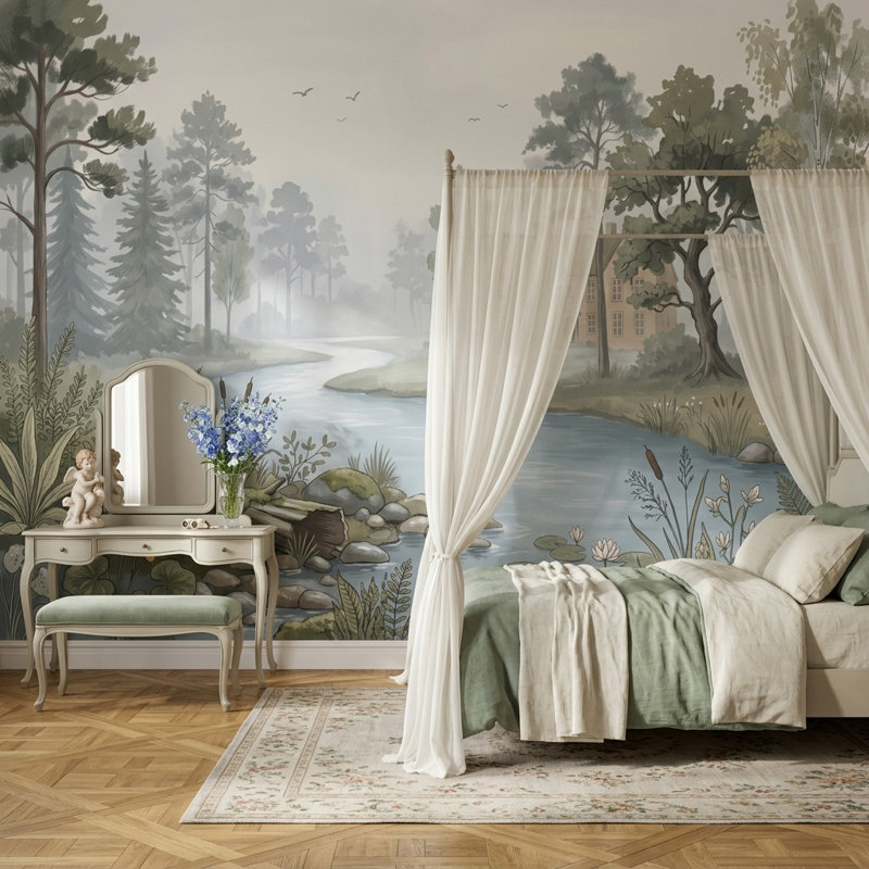 Papier peint Misty Forest, Peler et coller, 200 po x 120 po
