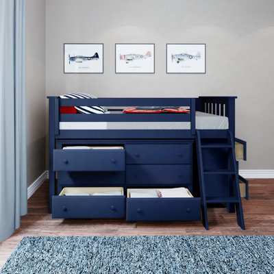 Kaiden Kids Twin Loft Bed with Drawers
