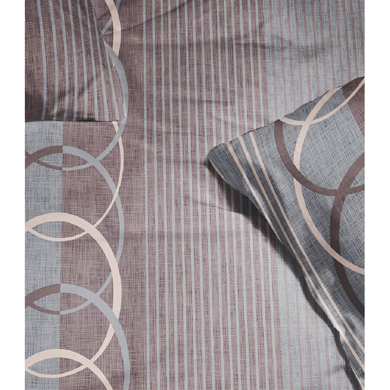 Cotton Striped and Geometric Shapes Duvet Cover Set, Queen Duvet Cover, Dark Gray