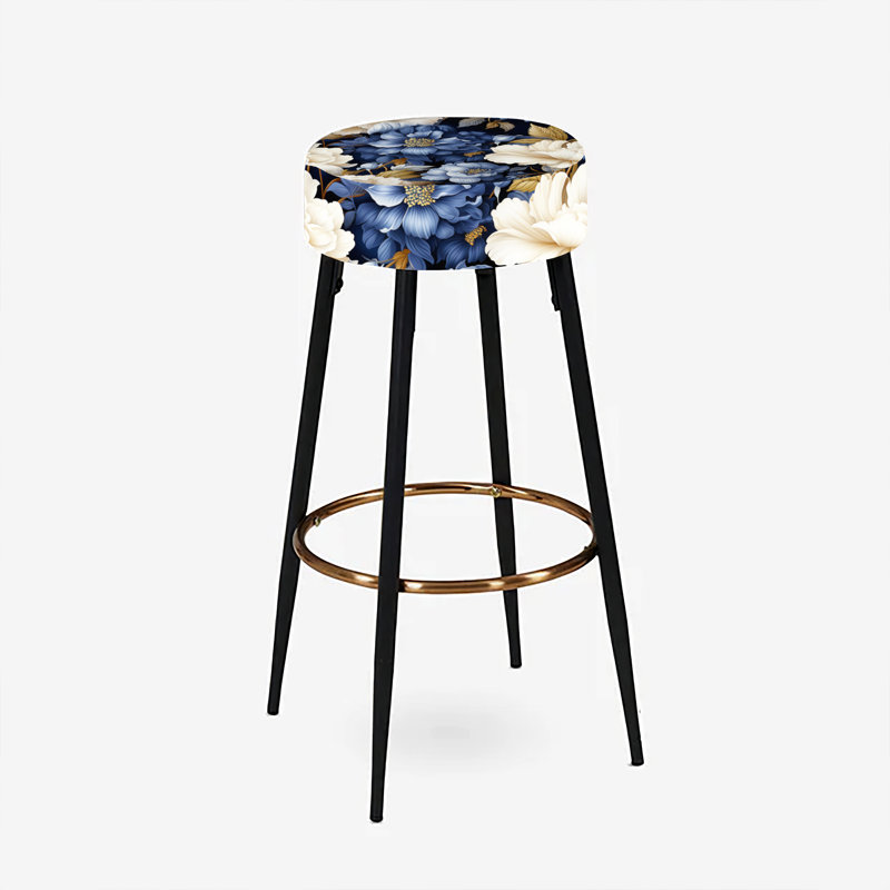 Cobalt Foliage Victorian Pattern - Floral Bar Stools Set Of 2