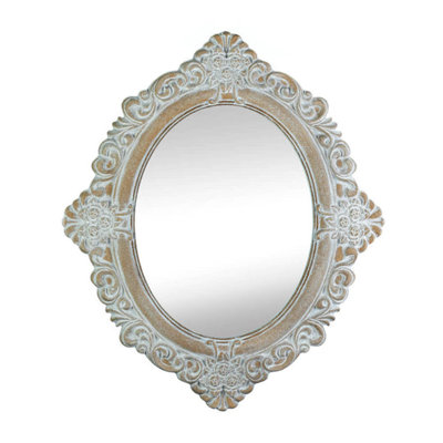 Miroir vintage Amelia taupe | Décoration murale ovale patinée