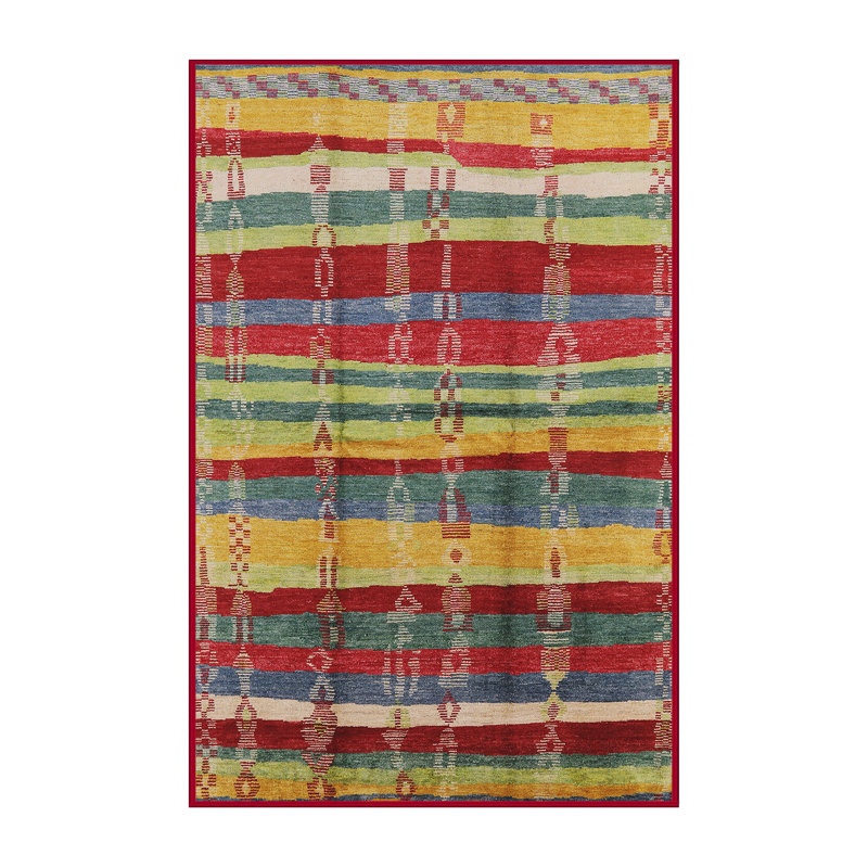 Tapis oriental jaune / rouge Needville, Rectangle 7 pi x 9 pi