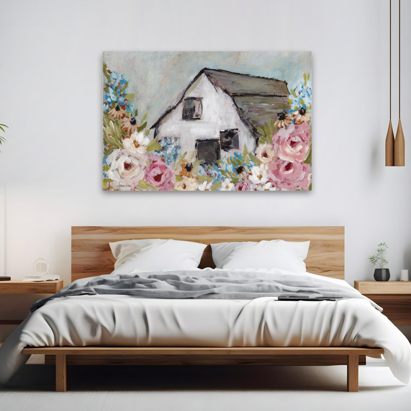 Printemps à la grange - Art contemporain, H 40 po x l 60 po