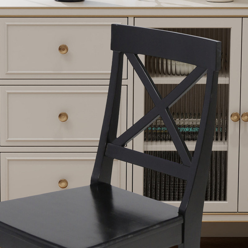 Ensemble de 2 chaises en bois d'acacia, Noir