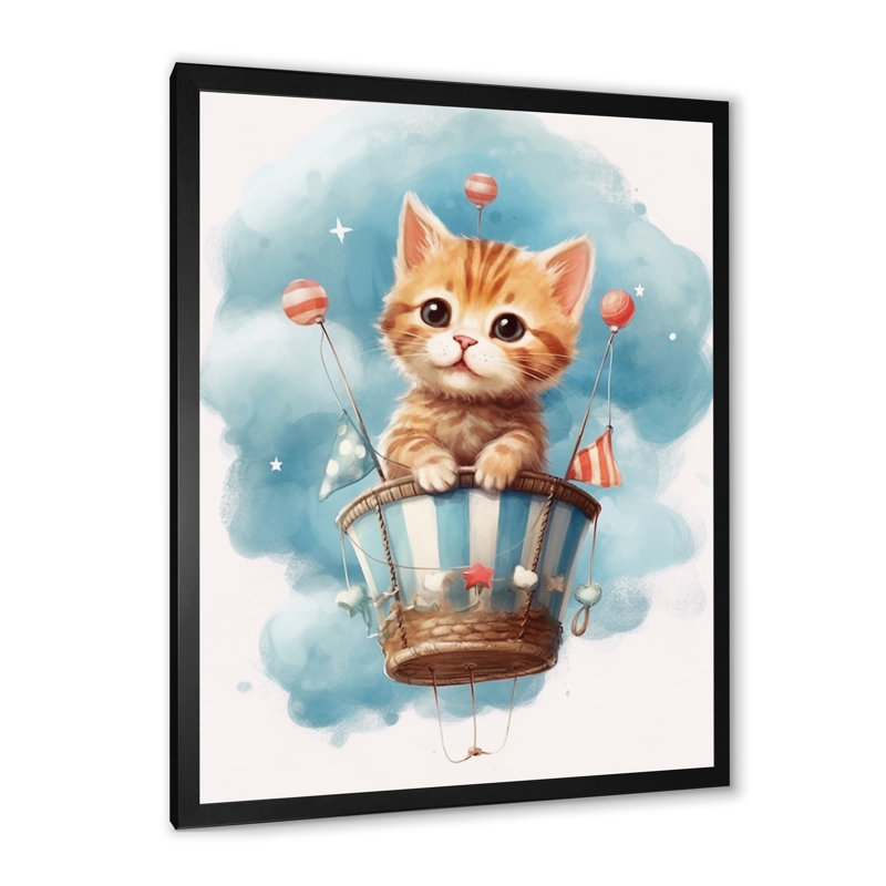 «Nursery Kitten Cuddles II», reproduction sur toile, H 40 po x l 30 po x P 1,5 po, Cadre photo noir