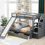 Lit superposé simple au-dessus d'un lit double multifonctionnel - avec espaces de rangement, glissade sécuritaire et rangement de tiroir avec mains courantes. Stable. Tiroirs peu encombrants, tiroirs, dix espaces tampons-1685638100