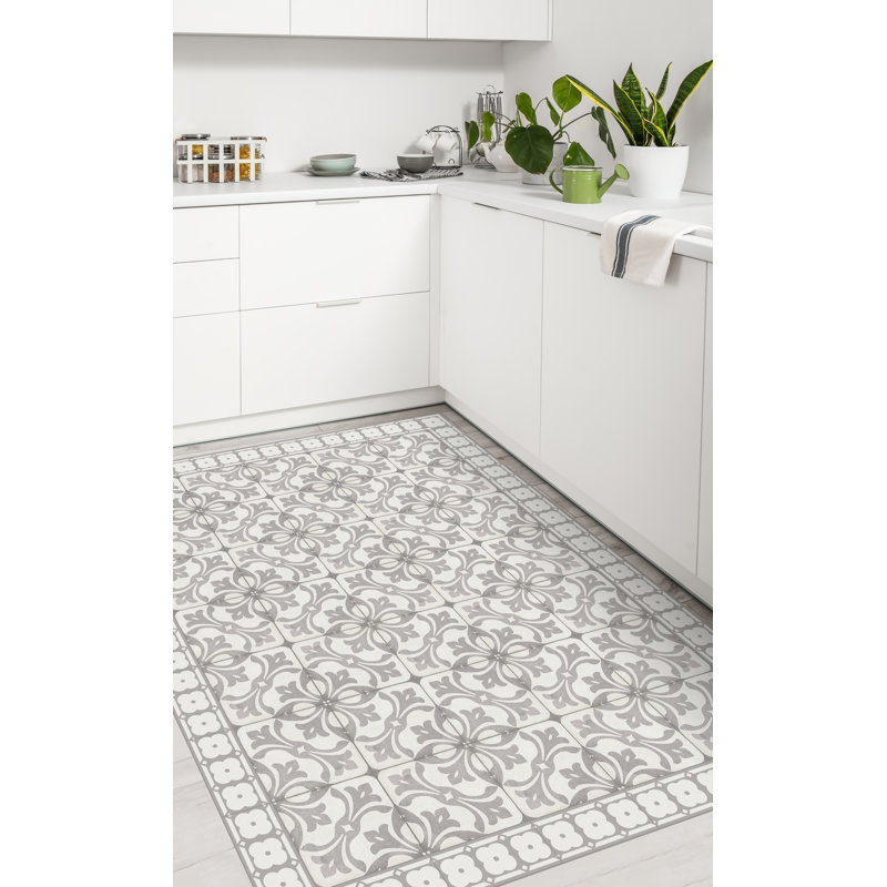 Emitt Vinyl Machine Printed Area Rug, Rectangle 3'3.4" x 4'4.4"