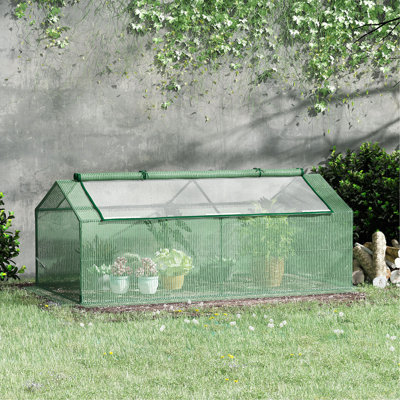 Mini serre chaude portative pour plantes de 71 po x 36 po x 28 po Outsunny avec de grandes fenêtres à fermeture à glissière pour l'extérieur, l'intérieur et le jardin