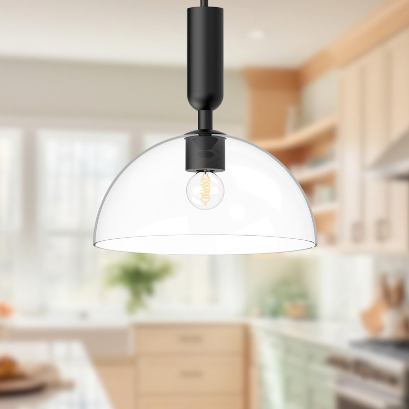 Luminaire suspendu en forme de dôme à 1 lumière Casoria, Noir mat