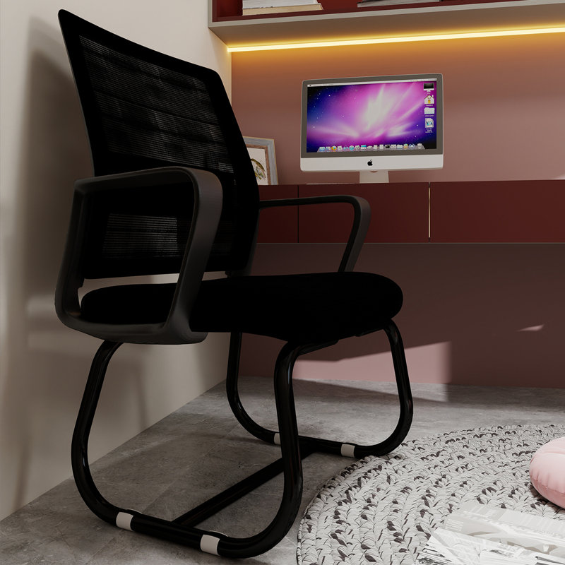 Chaise de bureau Minimalist Modern - Structure en métal, Noir, Noir