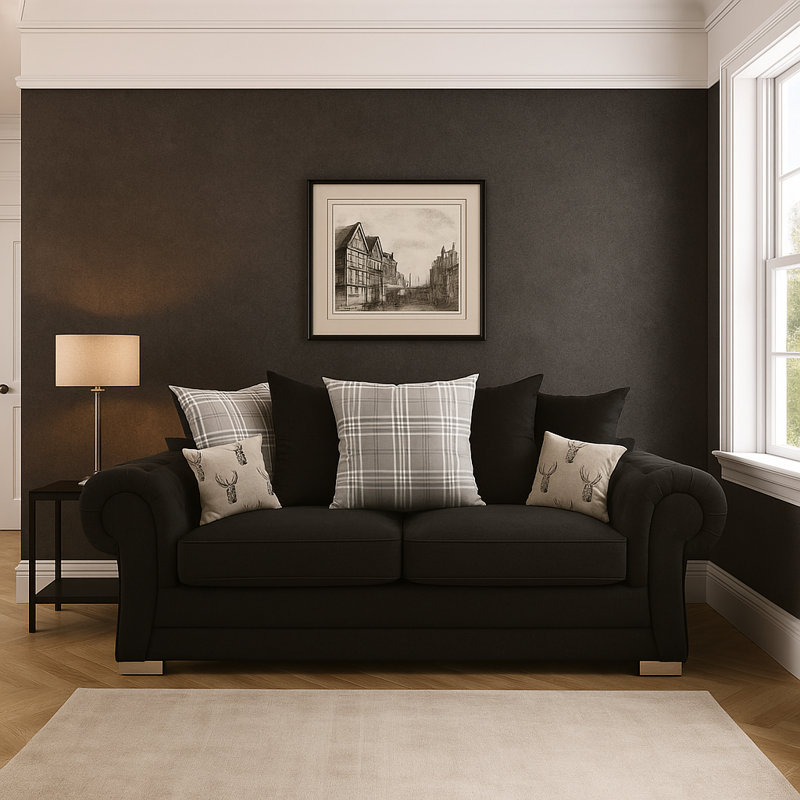 Sofa, Black, 80cm H x 170cm W x 90cm D