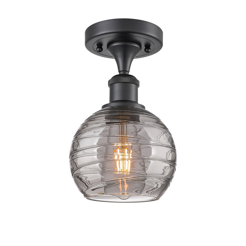 Plafonnier semi-encastré 1 lumière Wager, Noir mat, H 9,38 po x l 13,75 po x P 13,75 po
